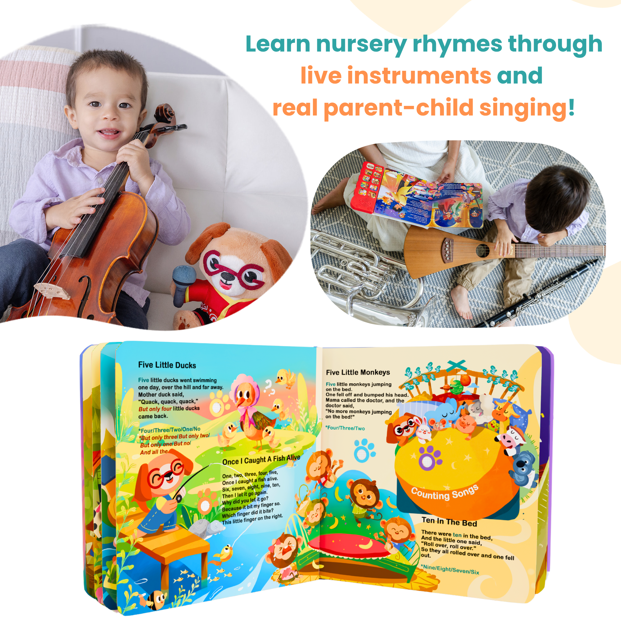 30 Classic Nursery Rhymes Sound Book - USB-C Rechargeable Musical Book ...